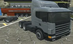 18 wheeler truck driving cargo image